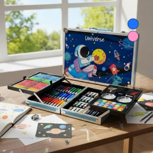Kit o Set de Arte Infantil de 145 Piezas en Maletín Metálico - Creatividad y Diversion Sin Pantallas